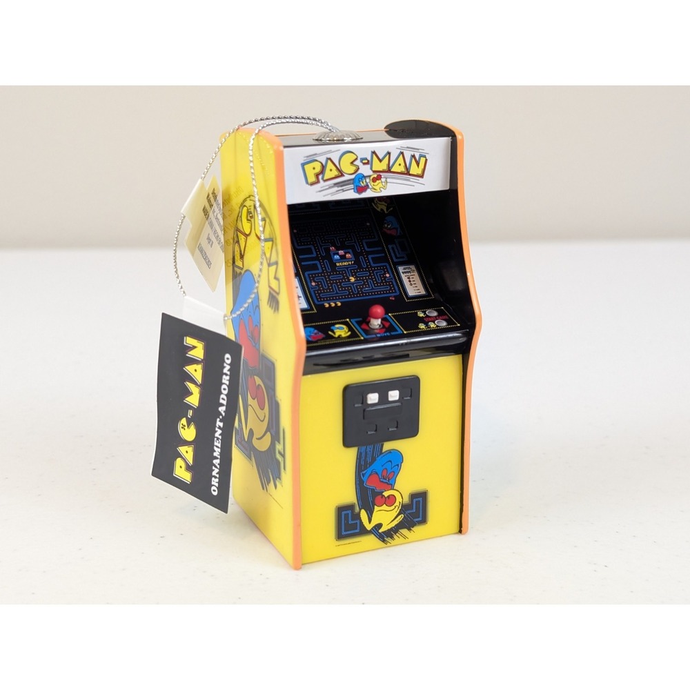 Pac-Man Arcade Cabinet Christmas Ornament Ruz 4" Plastic Video Game Decor New